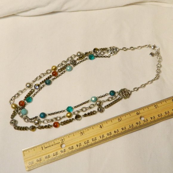 Brighton Layered Necklace Silvertone and Multi Stones EUC! - Picture 4 of 5
